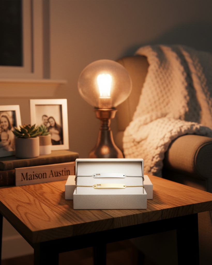 Personalized Heart Cutout Bar Bolo Bracelet