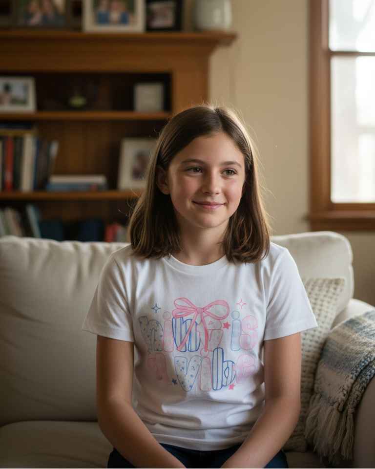 "Nine Is a Vibe" - Girls Coquette Birthday T-Shirt (Age Customizable)