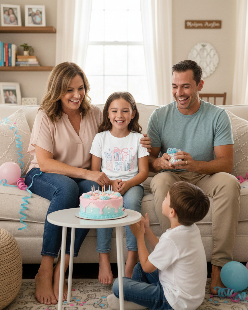 "Nine Is a Vibe" - Girls Coquette Birthday T-Shirt (Age Customizable)