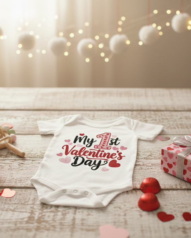 "My 1st Valentine's Day" Baby Onsie / Bodysuit