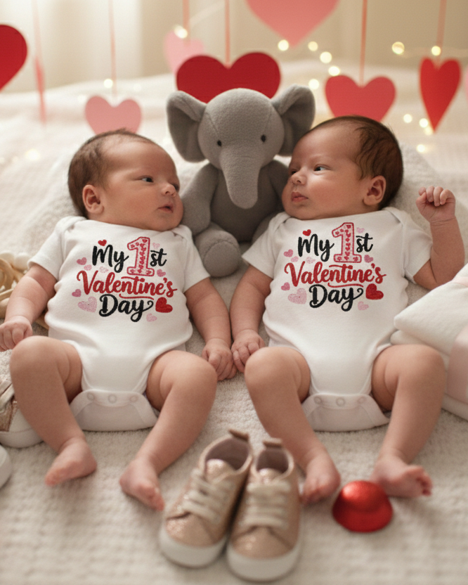 "My 1st Valentine's Day" Baby Onsie / Bodysuit