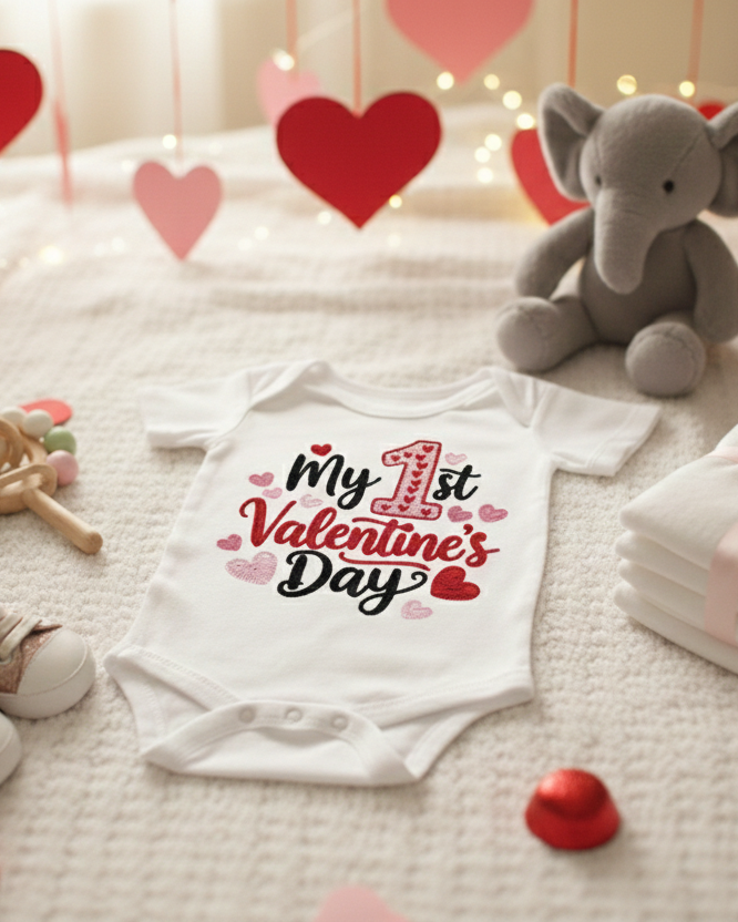 "My 1st Valentine's Day" Baby Onsie / Bodysuit