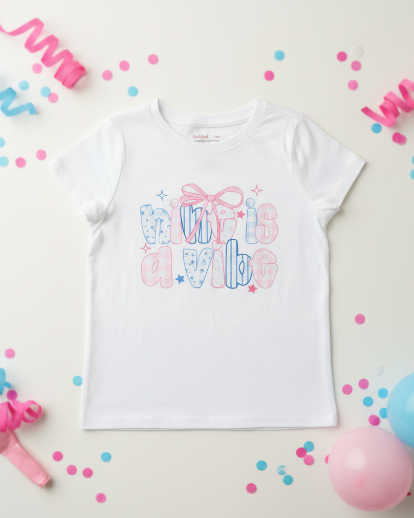 "Nine Is a Vibe" - Girls Coquette Birthday T-Shirt (Age Customizable)