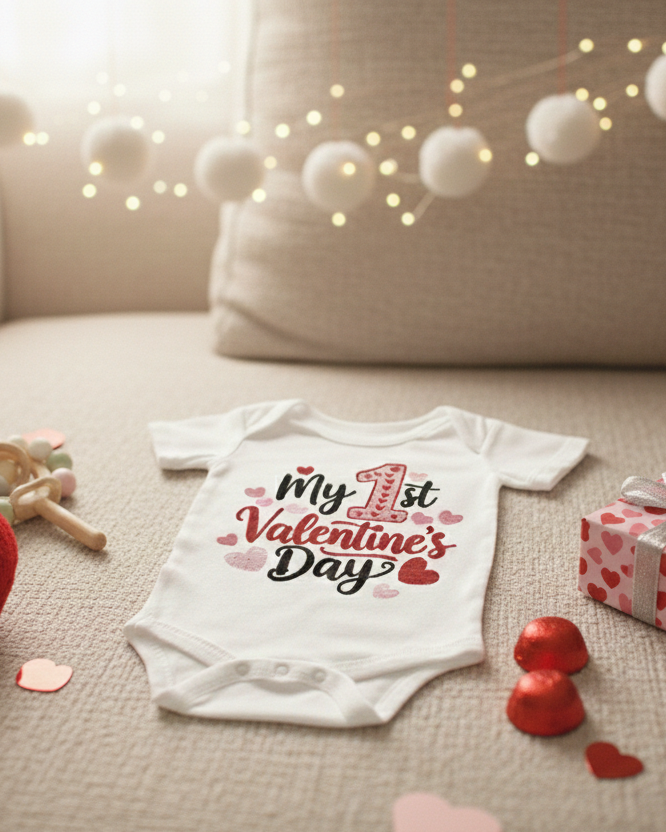 "My 1st Valentine's Day" Baby Onsie / Bodysuit