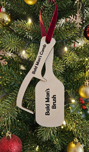 Gag Gift - Bald Man's Brush and Comb Ornament