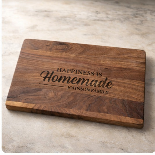 Personalized Walnut Cutting Board - Custom Engraved Wedding, Housewarming & Family Gift